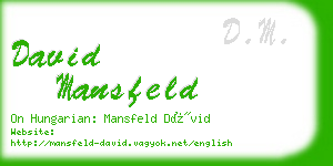 david mansfeld business card